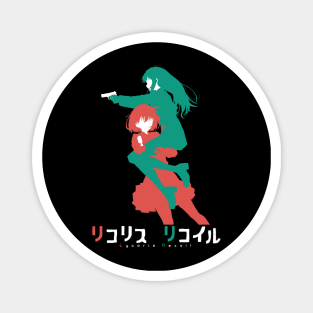 Lycoris recoil chisato and takina anime characters silhouette Magnet